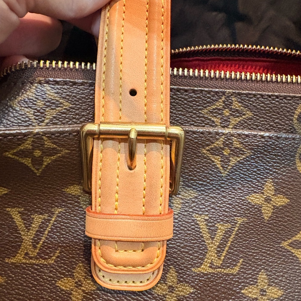 Louis Vuitton Monogram Canvas Shoulder Bag with Tan Leather Straps - Picture 15 of 16